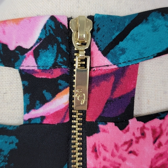 Eliza J Multi Color Floral Fit-N-Flare Pleated Sleeveless Midi Dress Sz 8 NEW - Picture 4 of 15